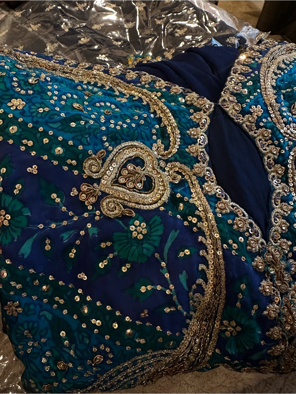 Women's Navy Blue Embroidered Anarkali Dress - Picture 7 of 10